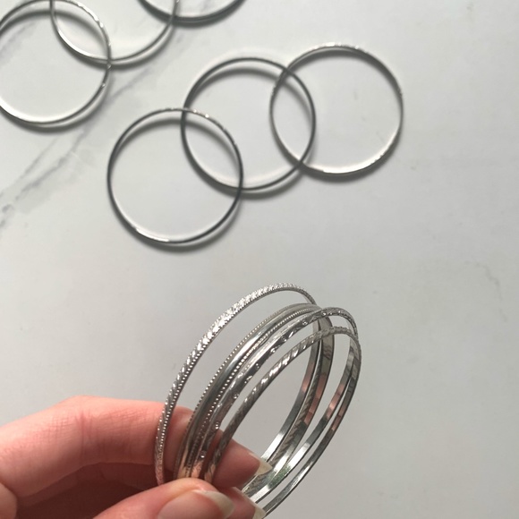 Set of Silver Bangles (14) *available as gift - Picture 3 of 6